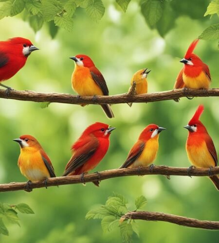 small birds with redheads