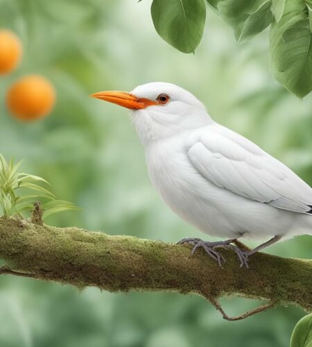 small white bird with an orange beak